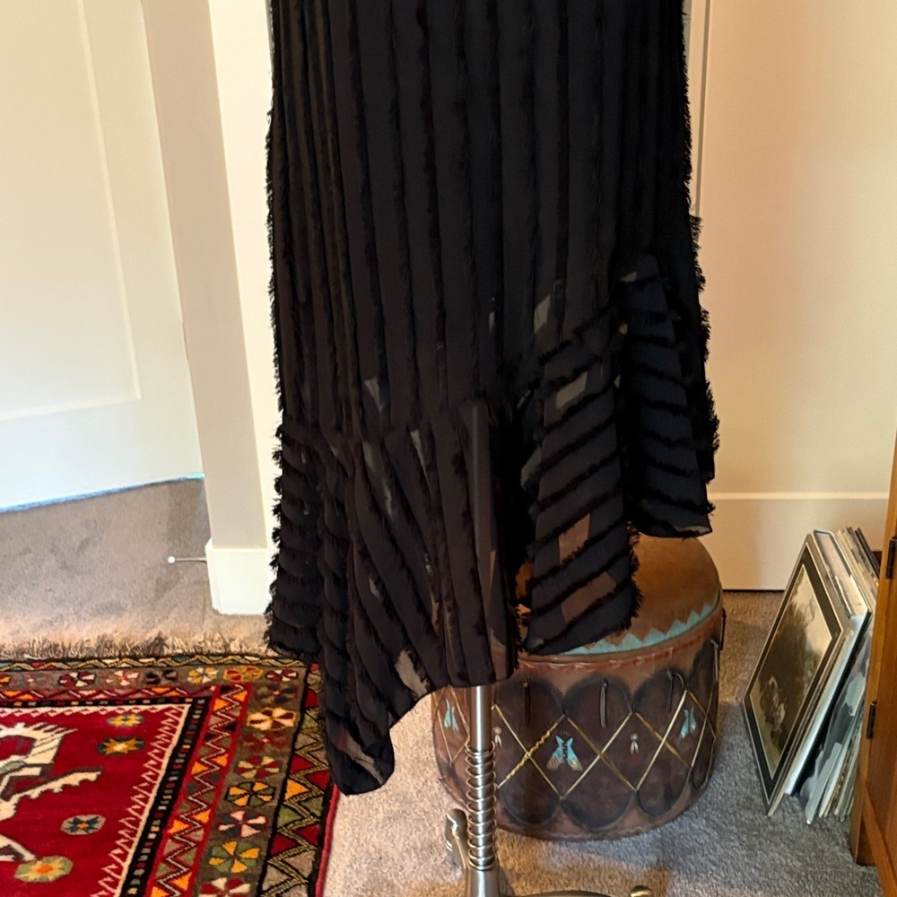 Anthropologie Black mini dress with texture and asymmetrical hen.Textured Skirt - Picture 6 of 12